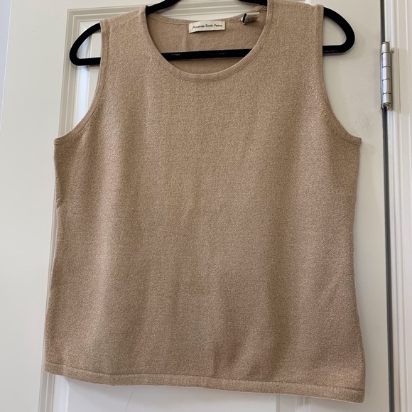 Gold sparkle sweater set with tank top and button-down cardigan- size petite L - Picture 4 of 6